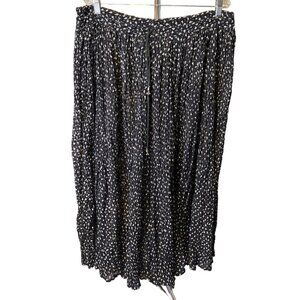 Vintage 90s La Femme Black Floral Prairie Cottage Core Skirt Sz M